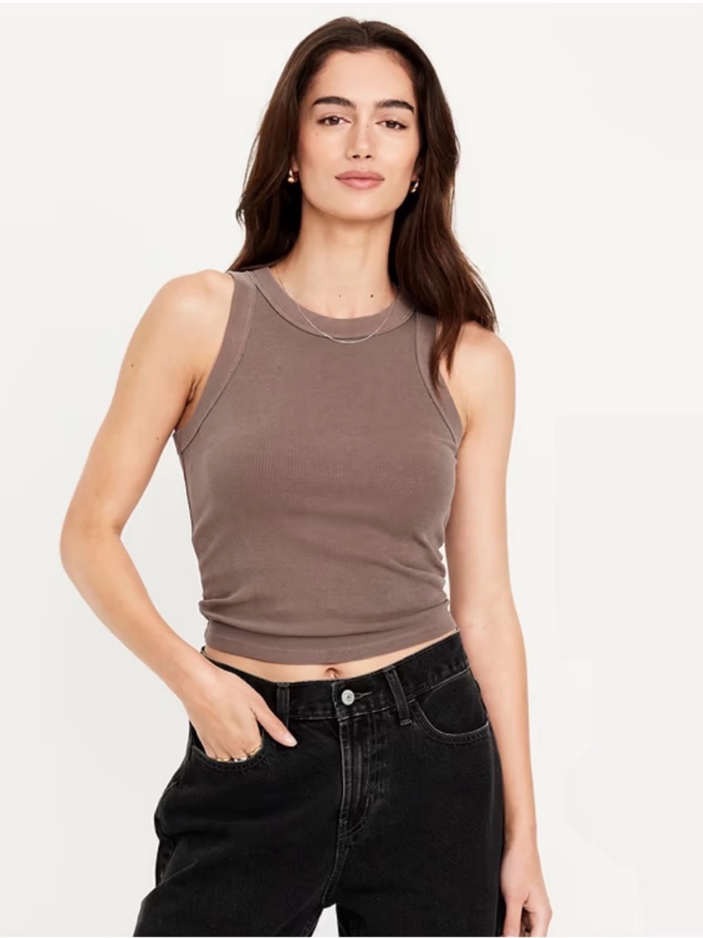 Old Navy Snug Brown Ribbed Tank Top